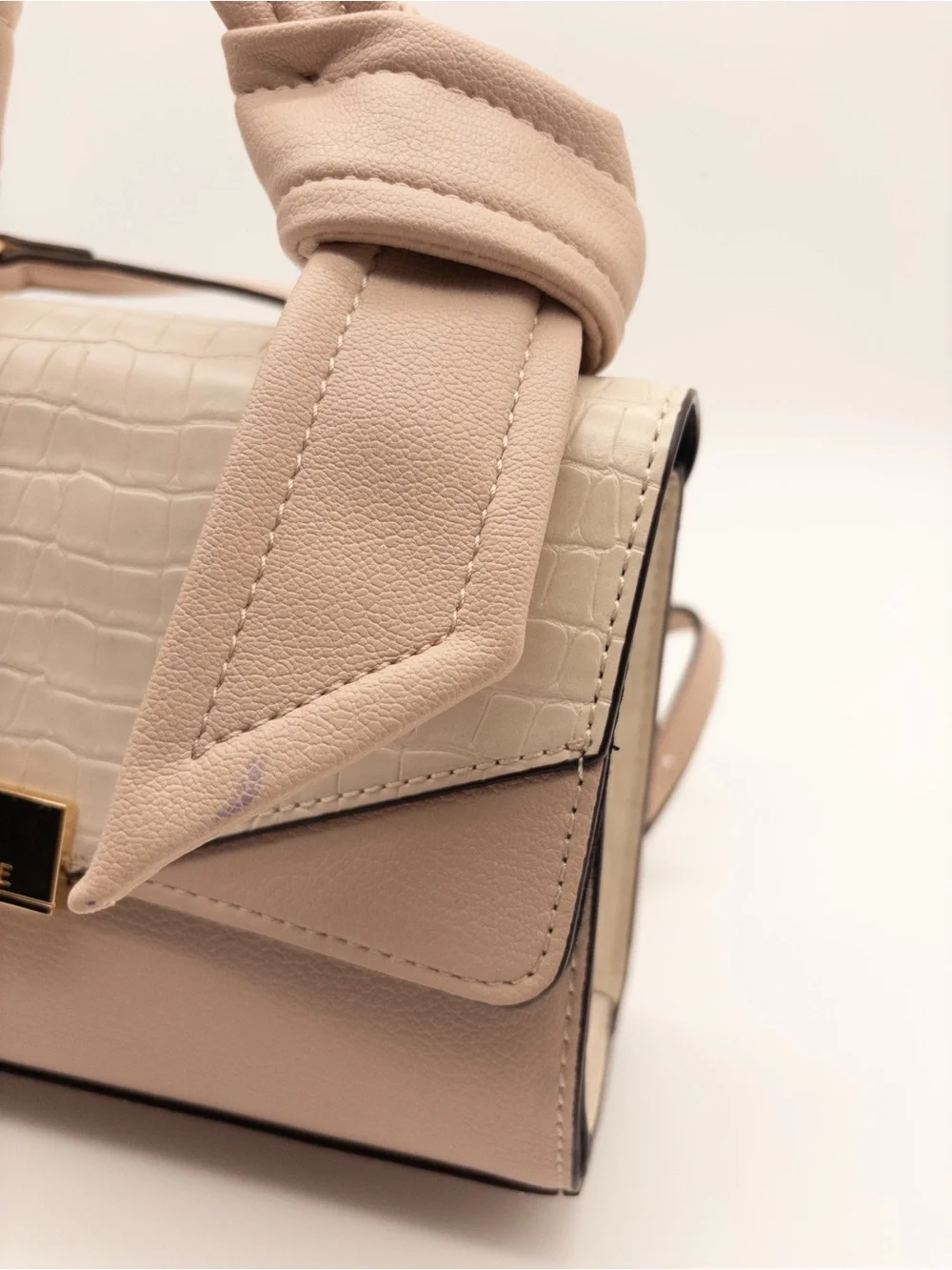 Rachel Zoe Blush & Cream Croc-Accent Top Handle Satchel